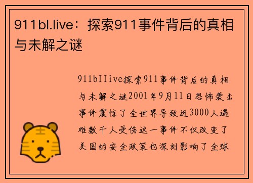 911bI.Iive：探索911事件背后的真相与未解之谜